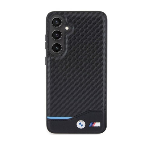 BMW Leather Carbon Blue Line - Etui Samsung Galaxy S24+ (czarny)