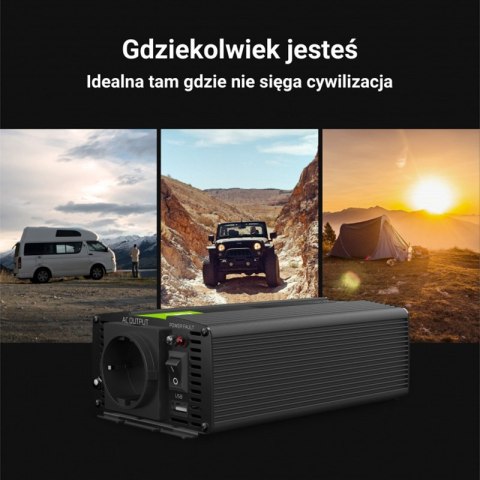 Green Cell - Przetwornica napięcia Inwerter 24V na 230V 1000W/2000W Czysta sinusoida