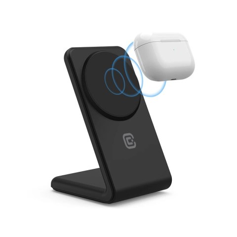 Crong MagSpot Stand - Ładowarka bezprzewodowa 2w1 z MagSafe do iPhone i AirPods (czarny) Crong MagSpot Stand - Ładowarka bezprzewodowa 2w1 z MagSafe do iPhone i AirPods (czarny)