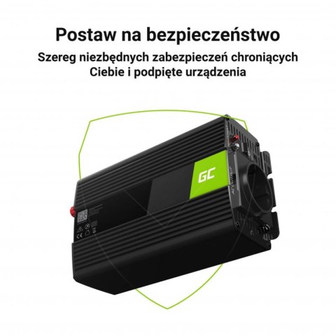 Green Cell - Przetwornica napięcia Inwerter 24V na 230V 300W/600W Czysta sinusoida