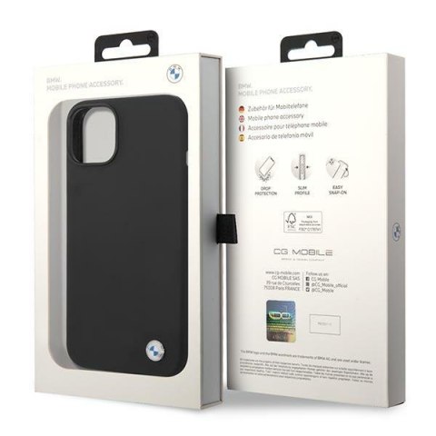 BMW Liquid Silicone Case Metal Logo - Etui iPhone 14 Plus (Czarny)