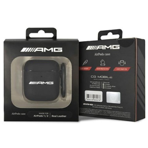 AMG Leather Big Logo - Etui AirPods (czarny)