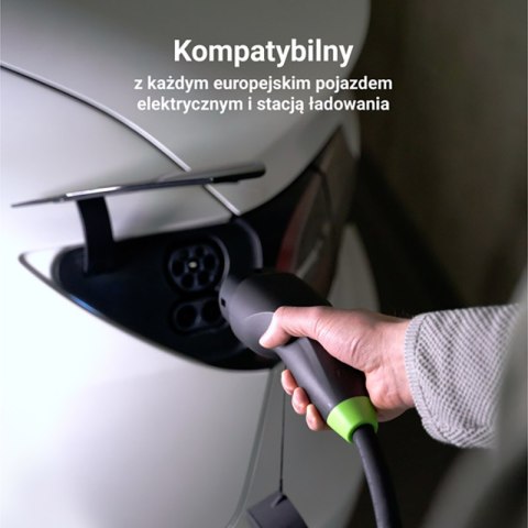 Green Cell - Kabel GC Snap Typ 2 do ładowania EV 22 kW 5 m do Tesla Model 3 / S / X / Y, VW ID.3, ID.4, Kia EV6, Audi E-Tron, Fi