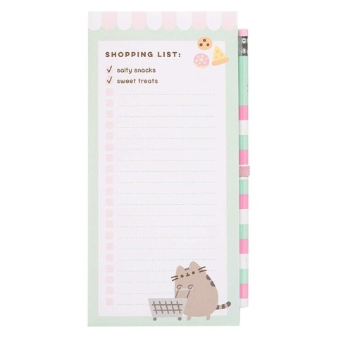 Pusheen - Magnetyczny notatnik / lista zakupów na lodówkę + ołówek (10 x 21 cm)