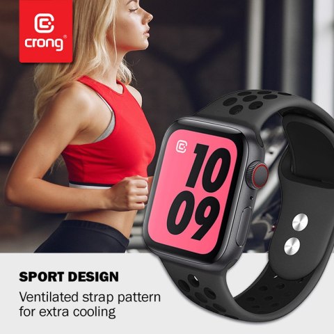 Crong Duo Sport - Pasek do Apple Watch 38/40/41/42 mm (szary/czarny)