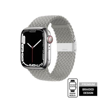 Crong Wave Band - Pleciony pasek do Apple Watch 44/45/46/49 mm (jasny szary)