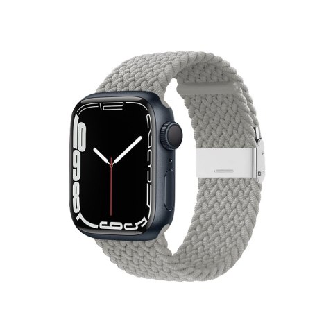 Crong Wave Band - Pleciony pasek do Apple Watch 44/45/46/49 mm (jasny szary)