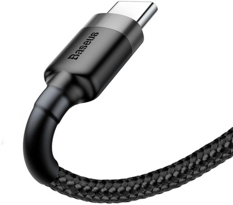 KABEL USB-A / USB-C Baseus Cafule CATKLF-BG1 100cm 3A QC 3.0 CZARNO-SZARY W NYLONOWYM OPLOCIE