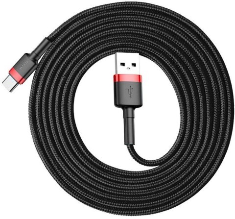 KABEL USB-A / USB-C Baseus Cafule CATKLF-C91 200cm 2A QC 3.0 CZARNO-CZERWONY W OPLOCIE