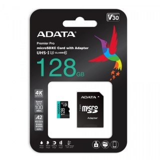 Adata Karta pamięci microSD Premier Pro 128 GB UHS1 U3 V30 A2 + adapter ADATA