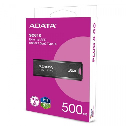 Dysk zewnętrzny SSD Adata SC610 500GB USB-C czarny ADATA Dysk zewnętrzny SSD Adata SC610 500GB USB-C czarny ADATA