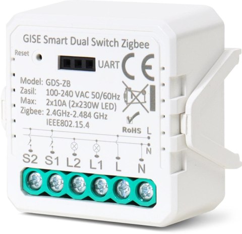 GISE Smart Podwójny moduł przekaźnikowy Zigbee | Tuya | GDS-ZB GISE