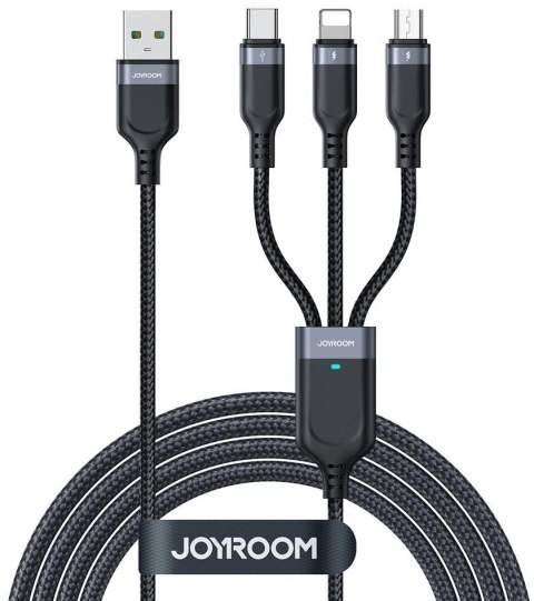 Kabel 3w1 USB-A / USB-C micro-USB Lightning Joyroom S-1T3018A18 120cm 2.4A w oplocie czarny JOYROOM