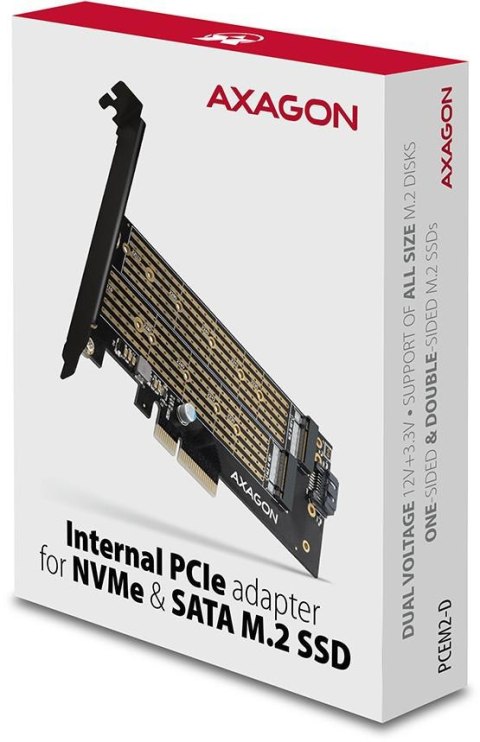 Adapter Axagon PCEM2-D PCIe NVME + SATA M.2 AXAGON