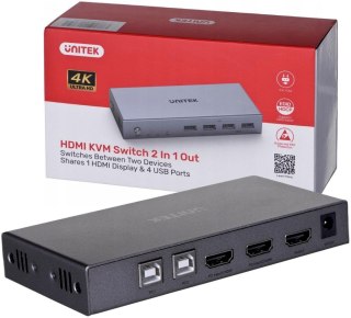 Przełącznik KVM Unitek V307A 4K HDMI 2.0 2w1 UNITEK