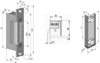 Elektrozaczep symetr., rewers. SCOT ES-S12DC-R PROFI SCOT