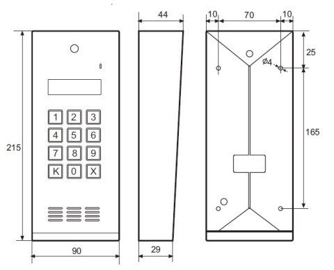 Laskomex CD-2600R audio z czytnikiem kluczy RFID ze stali nierdzewniej, w obudownie natynkowej. LASKOMEX