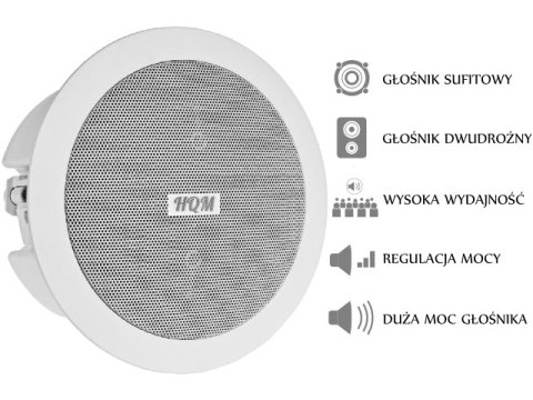 GŁOŚNIK SUFITOWY PA HQM-SOZ1625 16W 100V BIAŁY HQM