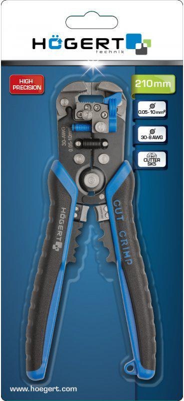 Hoegert HT1P182 Automatyczny ściągacz izolacji 210 mm, 0.05-10.0 mm2 HOEGERT