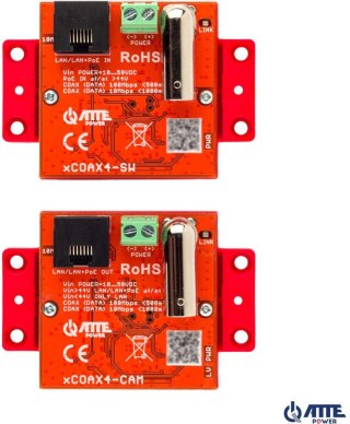 Zestaw aktywnych konwerterów do transmisji Ethernet oraz PoE ATTE xCOAX4-SET ATTE