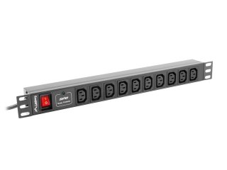 LISTWA ZASILAJĄCA RACK PDU 1U 10A 10X IEC C13 2M CZARNA C14 Lanberg LANBERG