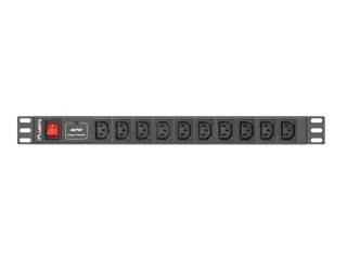 LISTWA ZASILAJĄCA RACK PDU 1U 10A 10X IEC C13 2M CZARNA C14 Lanberg LANBERG