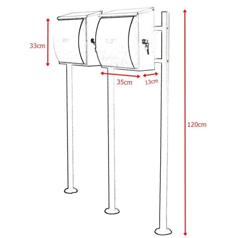 Skrzynka podwójna pocztowa na stojakach