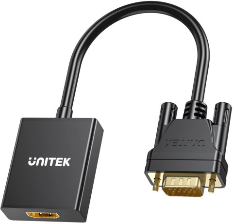 Unitek Adapter VGA na HDMI FullHD czarny 15cm UNITEK