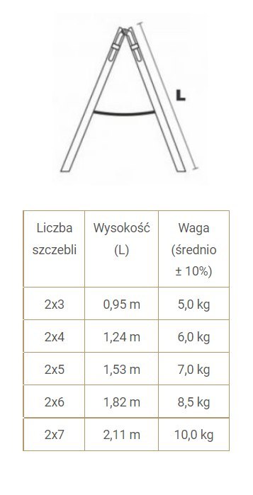 DRABINA DREWNIANA BRAKET STANDARD 2X3 SZCZEBLE 95CM