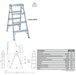 DRABINA ALUMINIOWA DWUSTRONNA 90CM 3 STOPNIE + PODEST