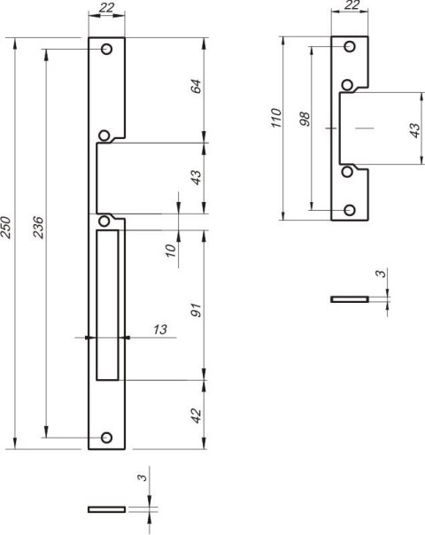 ZACZEP PŁASKI DO ELEKTROZACZEPU RE41L SZEROKOŚĆ 22MM MODEL L