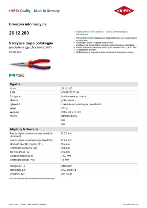 SZCZYPCE FOSFORANOWANE CZARNE, GŁÓWKA POLEROWANA 200MM