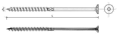 WKRĘT DO DREWNA Z ŁBEM STOŻKOWYM NA TORX 6*240MM T30