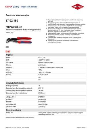 SZCZYPCE DO RUR COBRA 180MM