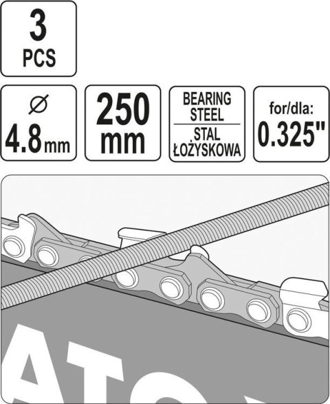 PILNIK OKRĄGŁY DO ŁAŃCUCHÓW 4.8MM 3 SZT.