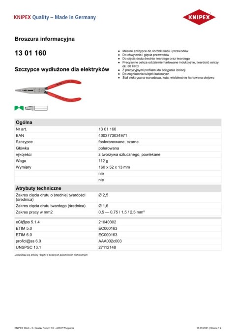 SZCZYPCE DLA ELEKTRYKÓW 160MM