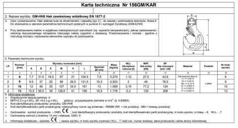 HAK ZAWIESIOWY WIDEŁKOWY Z ZABEZPIECZENIEM G8 6MM WLL1.12T