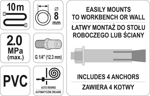 PRZEWÓD PNEUMATYCZNY NA ZWIJAKU AUTOMATYCZNYM 8MM 10M