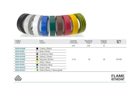 TAŚMA ELEKTROIZOLACYJNA 25M*19MM CZARNA