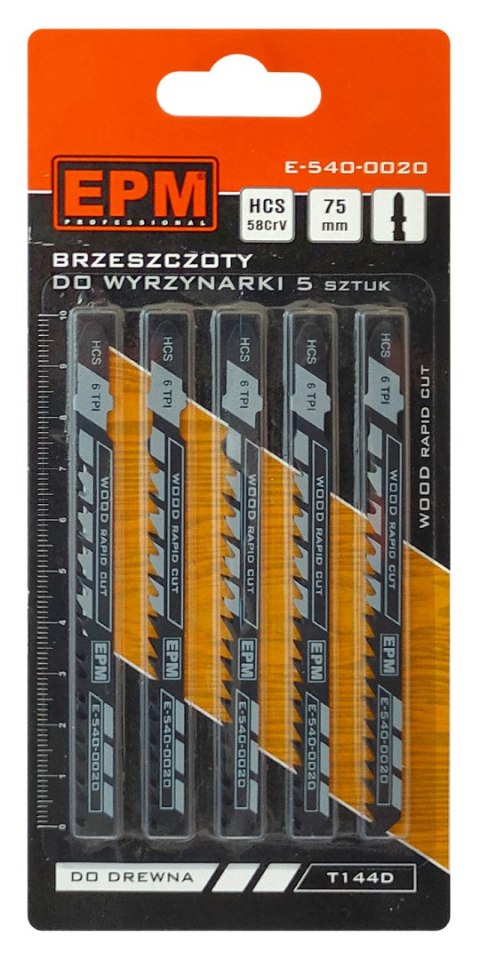 BRZESZCZOT DO WYRZYNARKI 100MM 6TPI DREWNO T144D 5 SZTUK