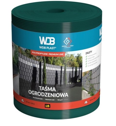 TAŚMA OGRODZENIOWA PREMIUM PP ZIELONY 190MM*26MB TAŚMA OGRODZENIOWA PREMIUM PP ZIELONY 190MM*26MB