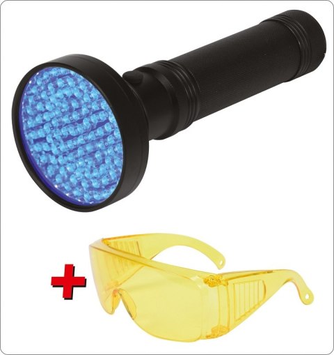 ZESTAW LATARKA UV 100 LED I OKULARY ZESTAW LATARKA UV 100 LED I OKULARY
