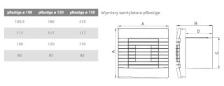 WENTYLATOR ŁAZIENKOWY PRESTIGE 120 ZG TS ŻALUZJA,WYŁ.CZASOWY