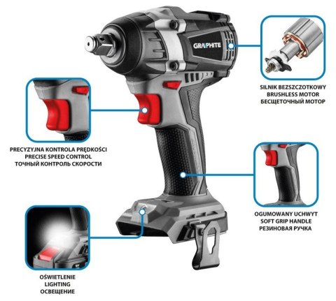 KLUCZ UDAROWY AKUMULATOROWY ENERGY 18V LI-LON BEZ AKUM 300NM