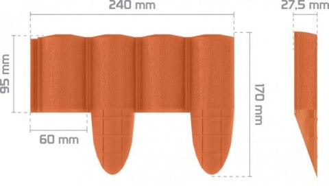 PALISADA OGRODOWA ECO 2,4M CEGLASTA