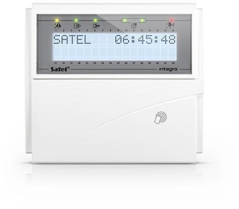 SATEL Manipulator LCD (białe podświetlenie, czytnik kart zbliżeniowych 125 kHz) INT-KLCDR-W SATEL