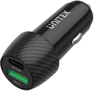 Unitek Ładowarka samochodowa 38W USB-A USB-C QC3..0 UNITEK