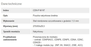 ACO CDN-P-M NT Ramka natynkowa średnia CDN z daszkiem, do CDNP5/6, CDNC/B, CDNA ACO