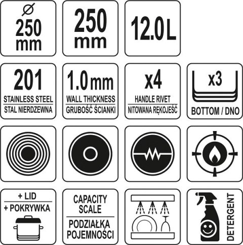 GARNEK WYSOKI Z POKRYWKĄ ZE STALI NIERDZEWNEJ 25X25 12L