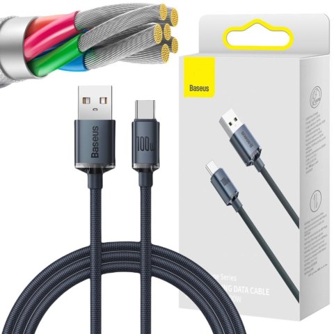 KABEL USB-A / USB-C Baseus Crystal CAJY000401 120cm 100W 6A QC 3.0 W OPLOCIE PREMIUM BASEUS